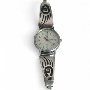 Vintage Native American Sterling Silver Ladies Timex Wristwatch Needs Battery